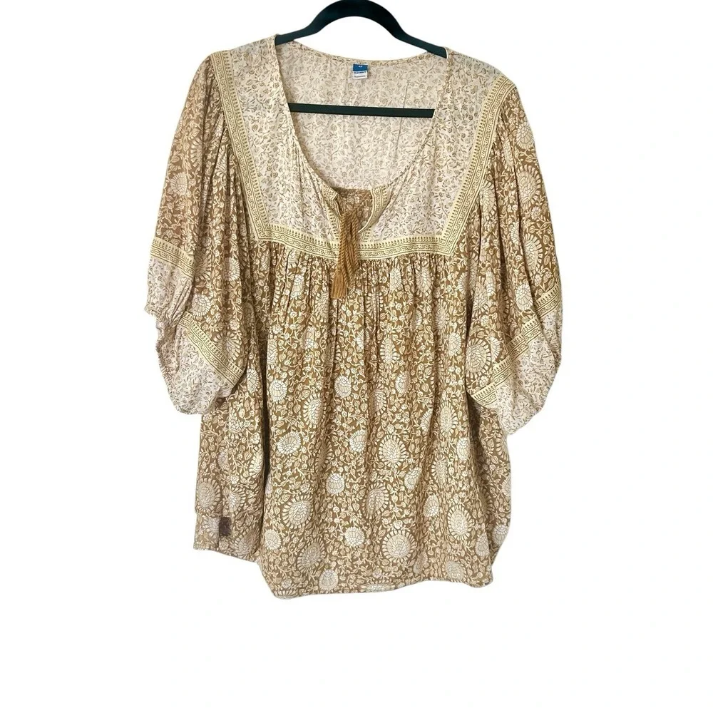 Old Navy‎ Elbow-Length Split-Neck Floral Poet Swing Blouse Plus 4X Boho Peasant